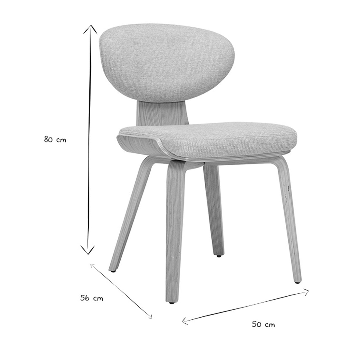 Chaises en tissu effet velours texturé beige et bois clair (lot de 2) YELLE