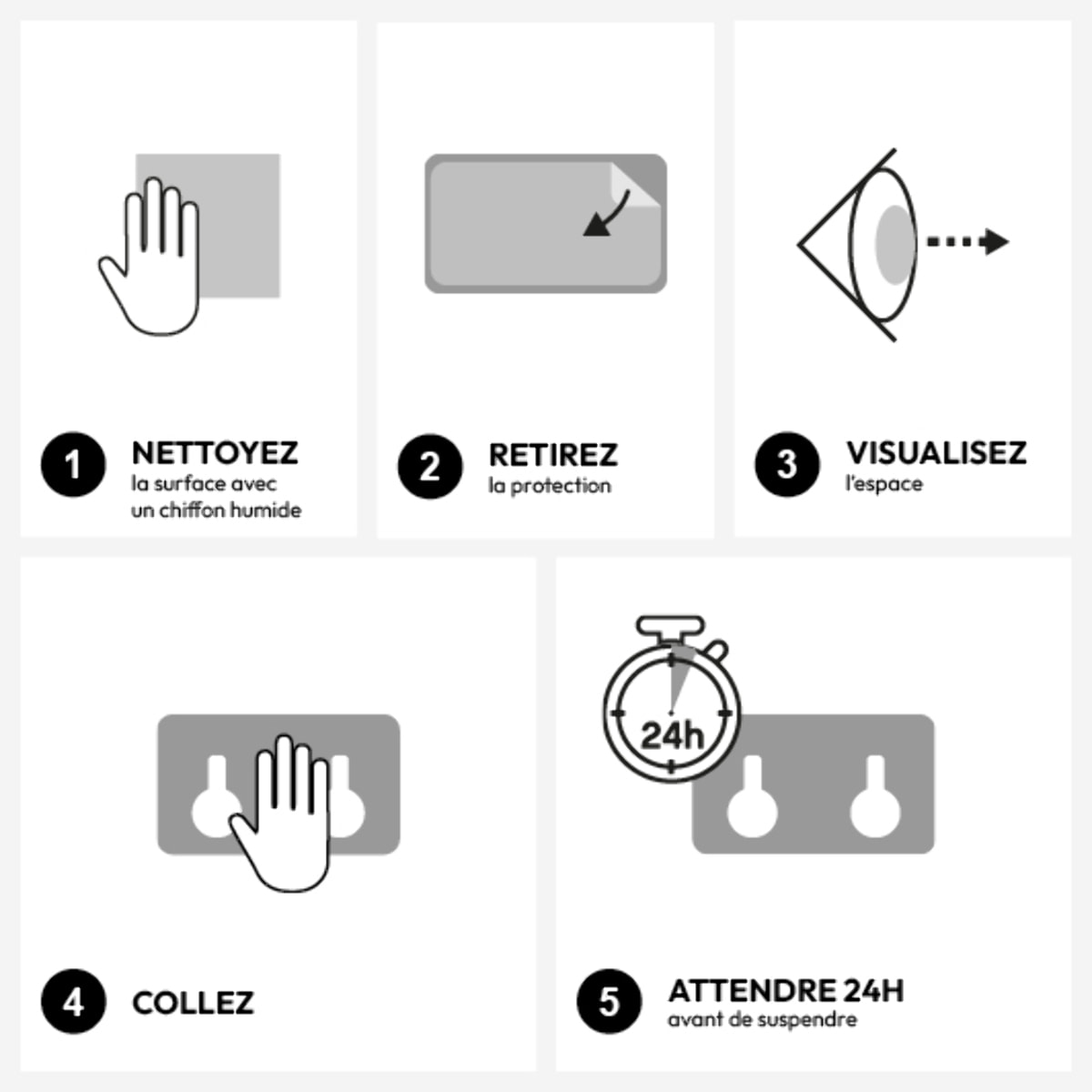 Patère adhésive "Stiky" en métal et bambou