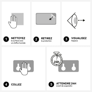 Patère adhésive "Stiky" en métal et bambou