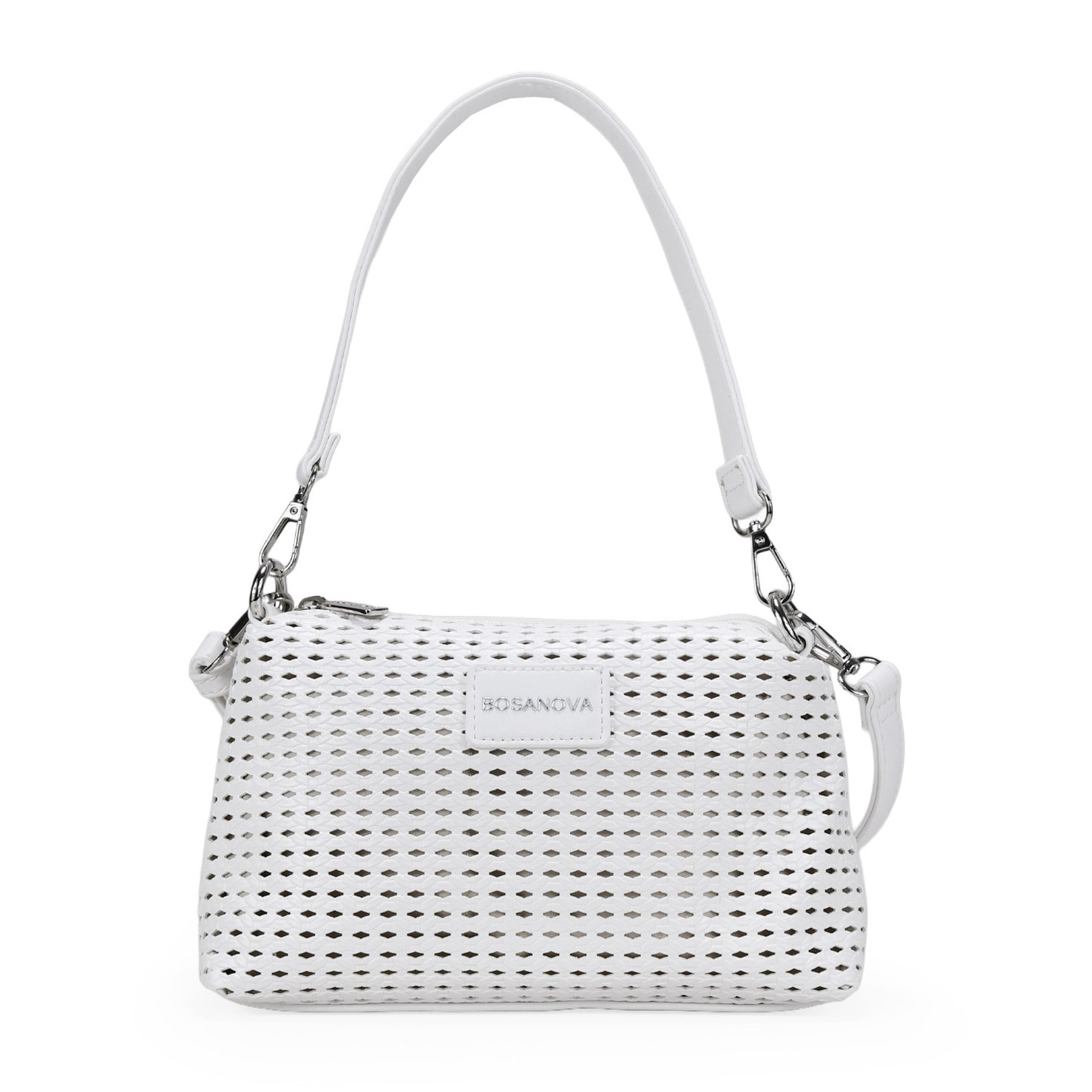 Bolso de hombro blanco pequeño con trenzado