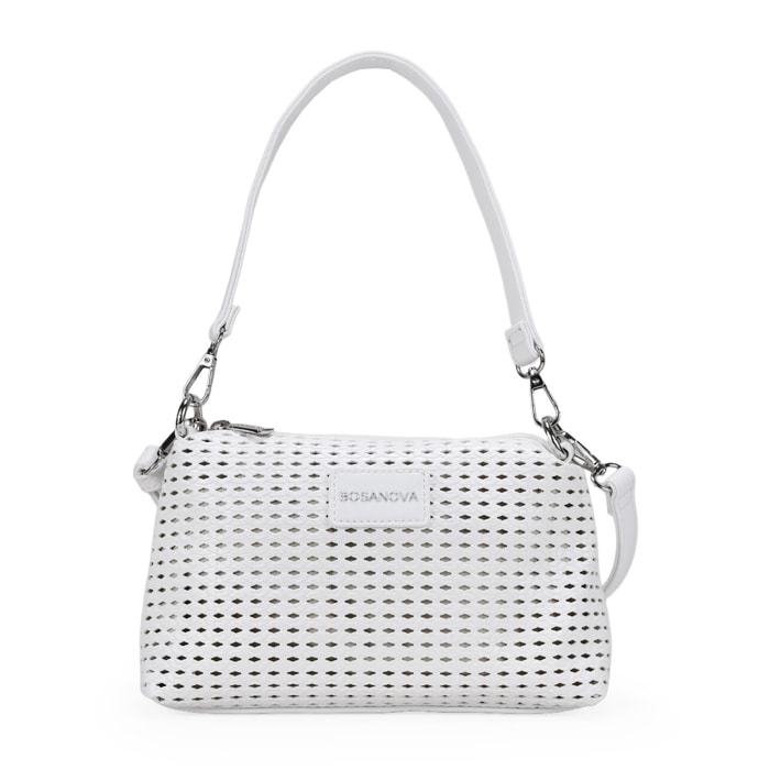 Bolso de hombro blanco pequeño con trenzado