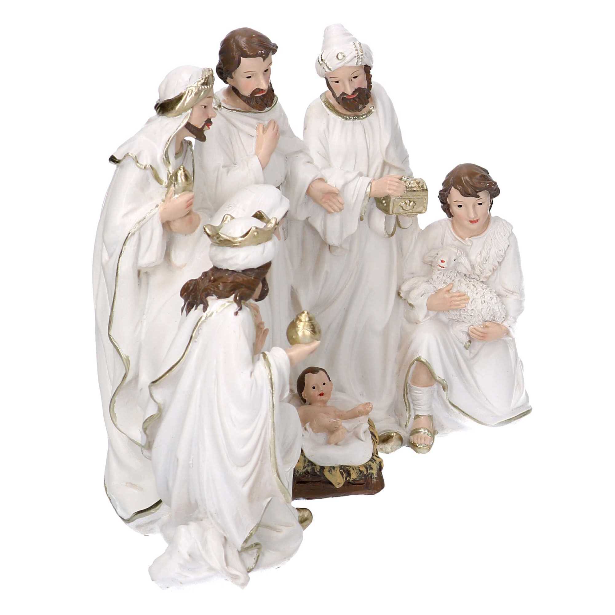 Presepe in resina bianco cm23x12,5h19,5