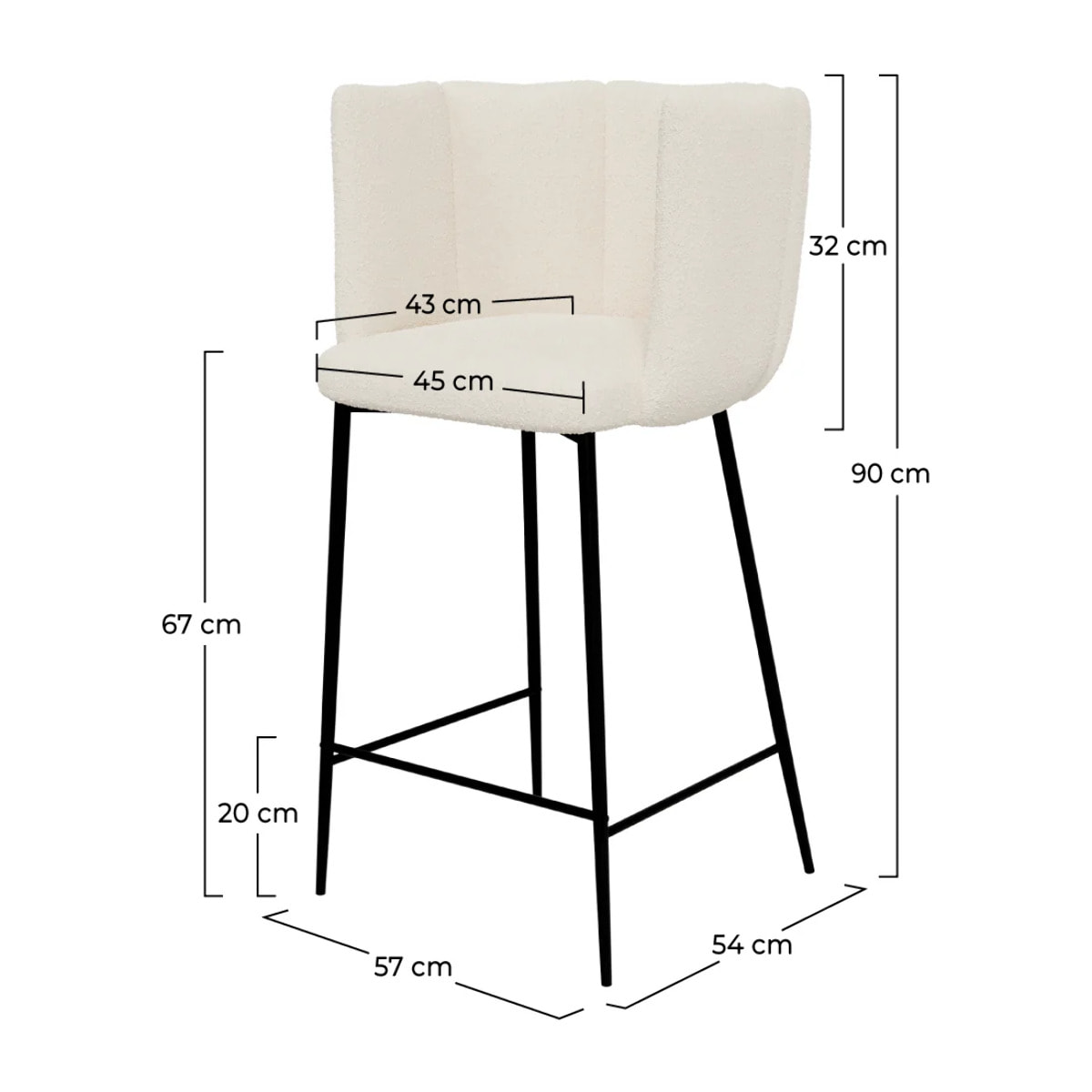 Lot de 2 chaises pour îlot central 67 cm en tissu bouclé beige - Rosy