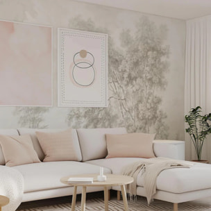 Carta da Parati Paesaggio Crema Seppia