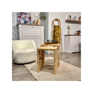 2 tables d'appoint gigognes H. 61 cm rectangulaires en rotin – GRACE