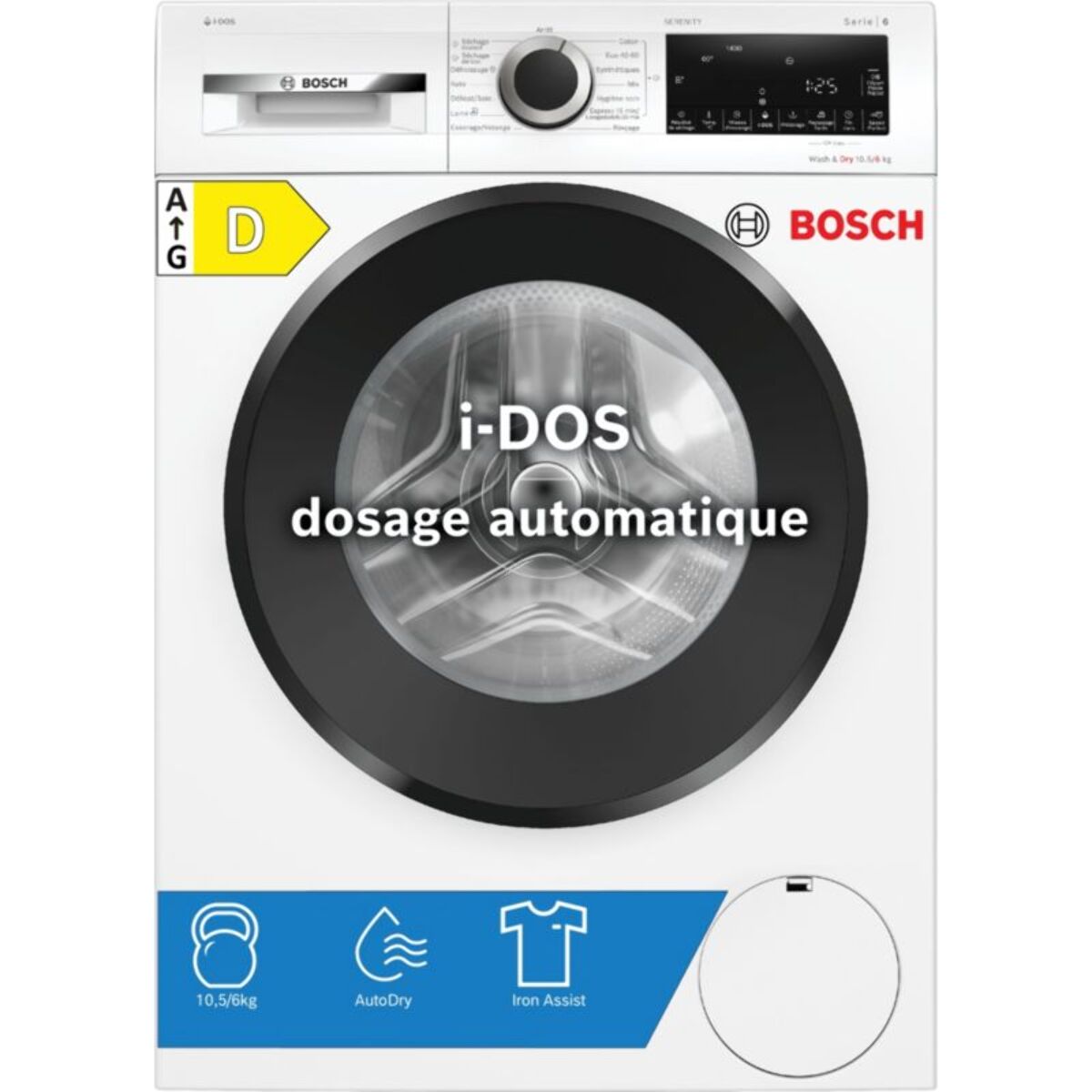 Lave linge séchant hublot BOSCH WNG254ASFR - 10,5/6 kg - 1400 tr/min - Classe D - Moteur induction - Dosage automatique - Série 6