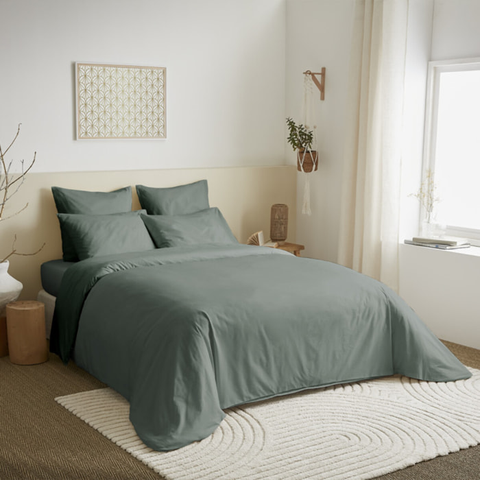 Pack complet 6 pièces unicolore Eucalyptus housse de couette pour lit 180 x 200 cm "King size"