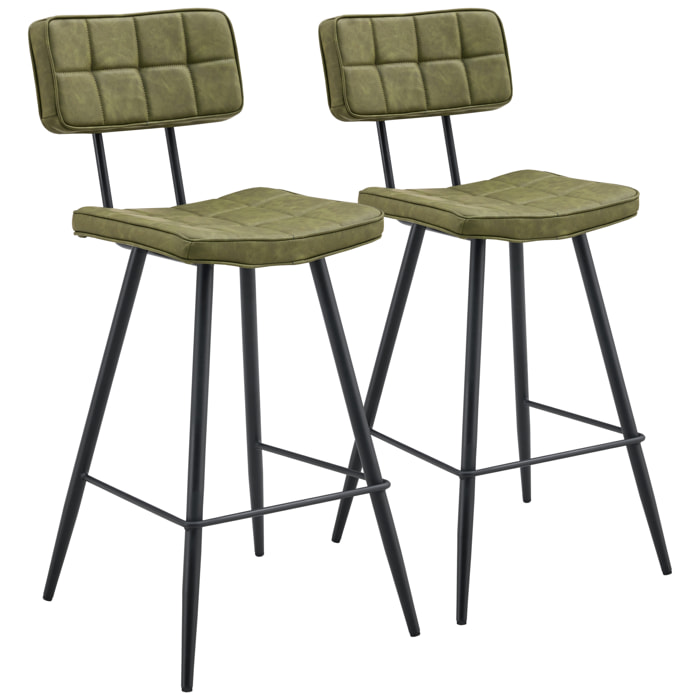 Lot de 2 tabourets de bar en simili vert FERNAND