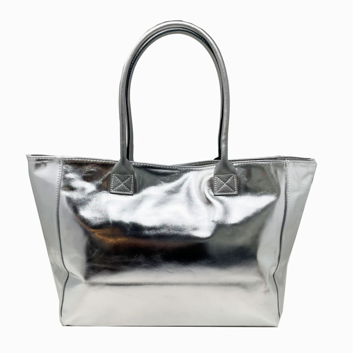 Chicca Borse - Borsa a Spalla Donna in Vera Pelle - Colore Argento