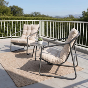 Ensemble de jardin 2 fauteuils gris avec table basse ANTHI