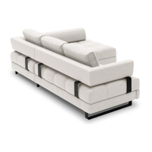 Canapé d'angle droit convertible avec coffre de rangement "Clinton" 5 places en tissu structurel gris clair