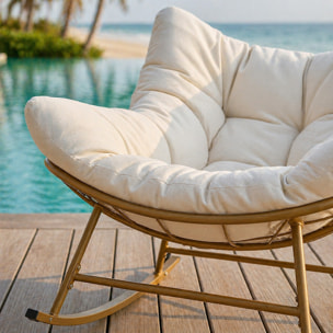 Fauteuil à bascule d'intérieur et d'extérieur beige LUMBISI
