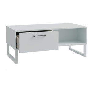 Table basse L110 cm 3 niches 1 tiroir au décor gris clair mat - BASIL