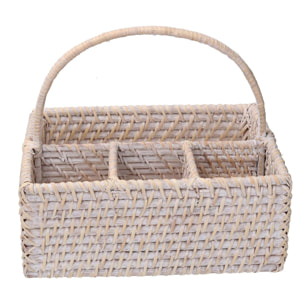 Portaposate in rattan algarve bianco rettangolare cm26x20h11/22