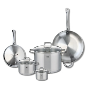 Ensemble de 2 Poêles de cuisson 24 et 32 cm et 3 faitouts 12, 16 et 26 cm Elo Profi Citrin