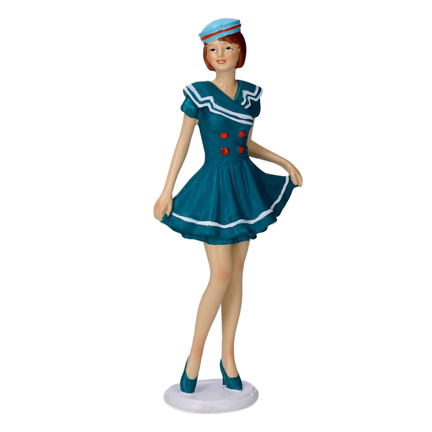 Statua in resina donna marinaretta blu cm7,5x4,5h17,5