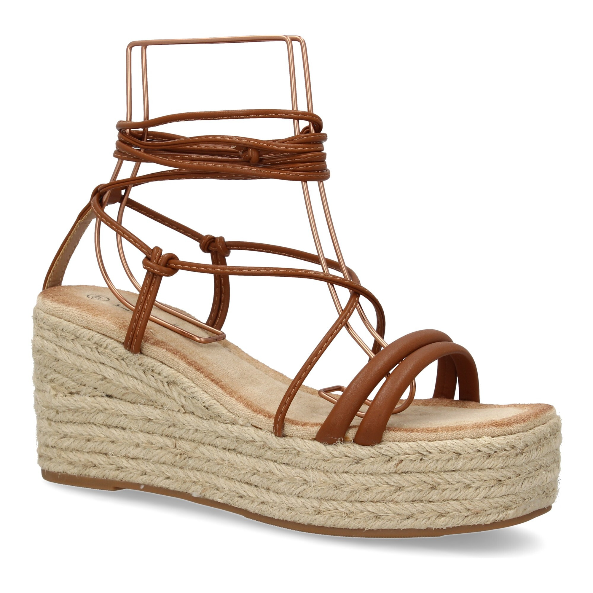 Sandalia de cuña de yute para mujer, comodas y elegantes, diseño moderno con tiras cruzadas
