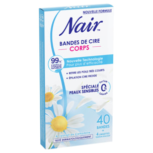 Pack de 3 - Nair - Bandes de cire froide corps Spéciale Peaux Sensibles à l'extrait de camomille