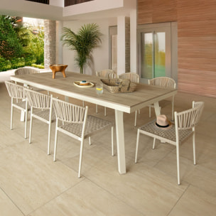 Ensemble de jardin table polywood blanc et chaises 8 places FIGARI