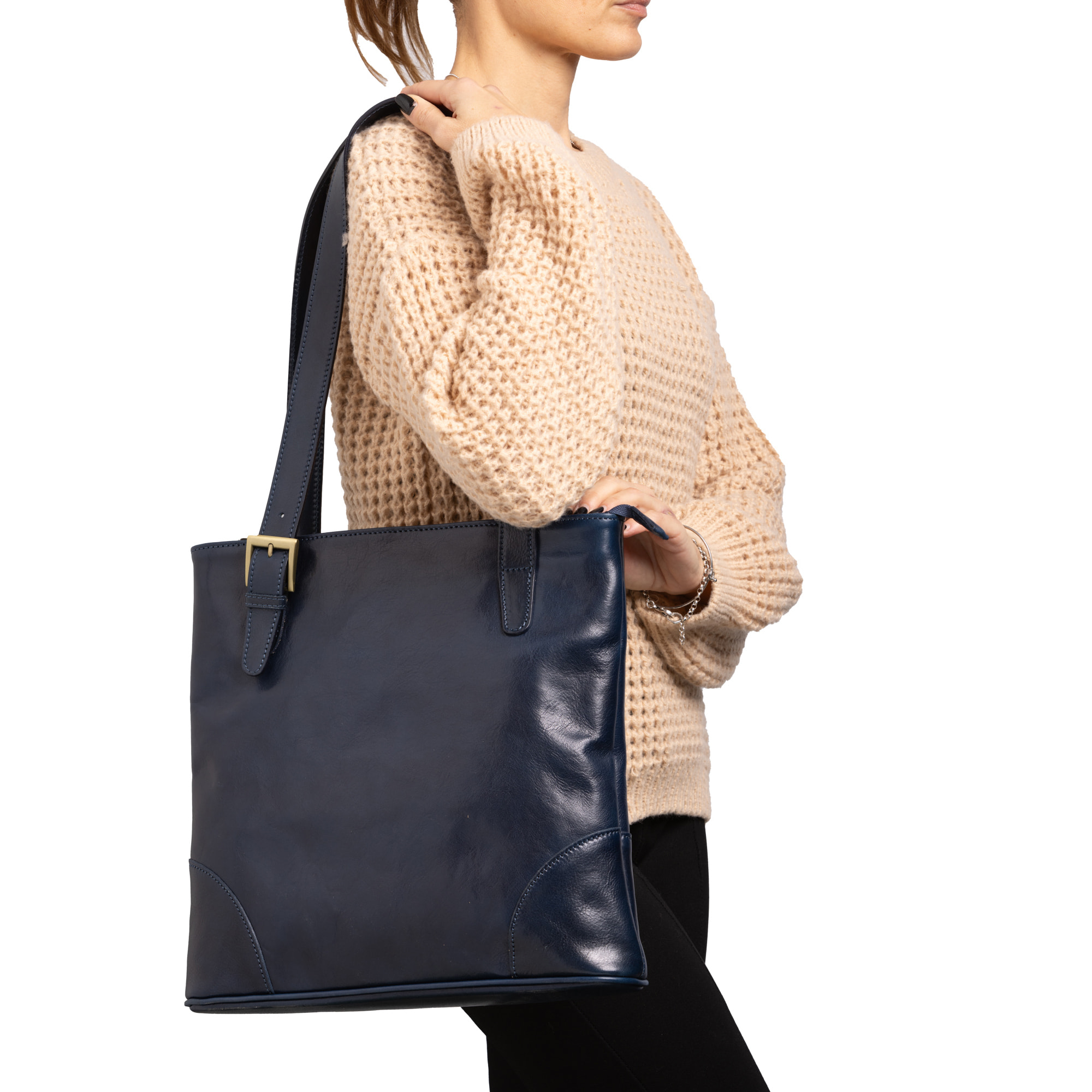 Borsa a spalla  da donna In Vera pelle Made in Italy 33x35x8 cm