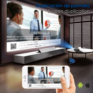 Mini videoproiettore LED portatile P11, DLP. Android 9.0, Wi-Fi, pannello touch. Batteria ricaricabile. Clonazione schermo. Netflix, YouTube, ecc.