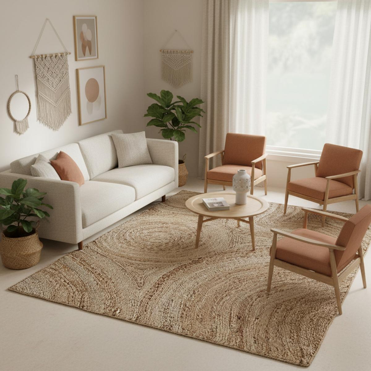 Tapis salon Motif Rond, Structure Relief, BAGI, Confort