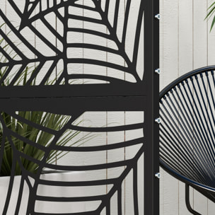 Panneau brise vue décoratif paravent extérieur motif végétal métal noir