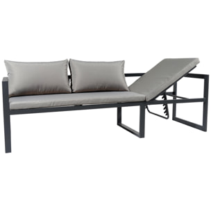 Salon de jardin modulable IBIZA en tissu gris 7 places - aluminium anthracite