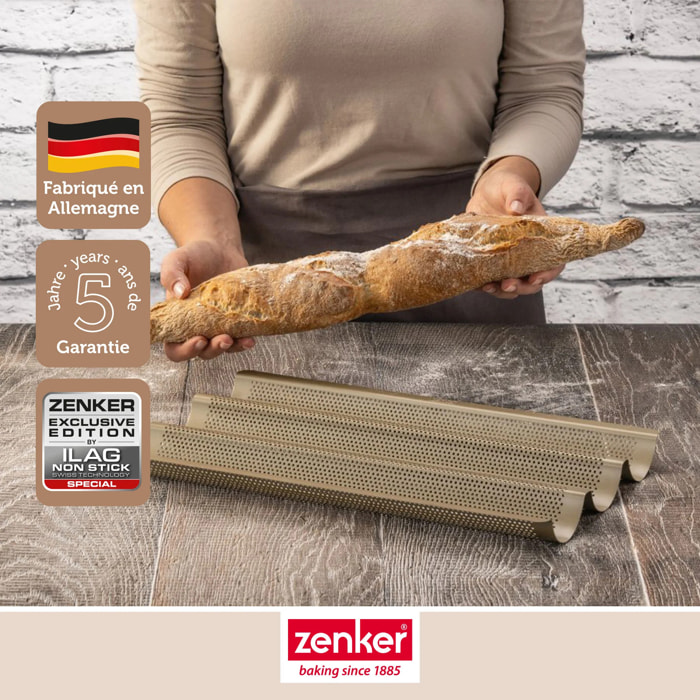 Moule à baguette 3 empreintes 38 x 27 cm Zenker Mojave Gold