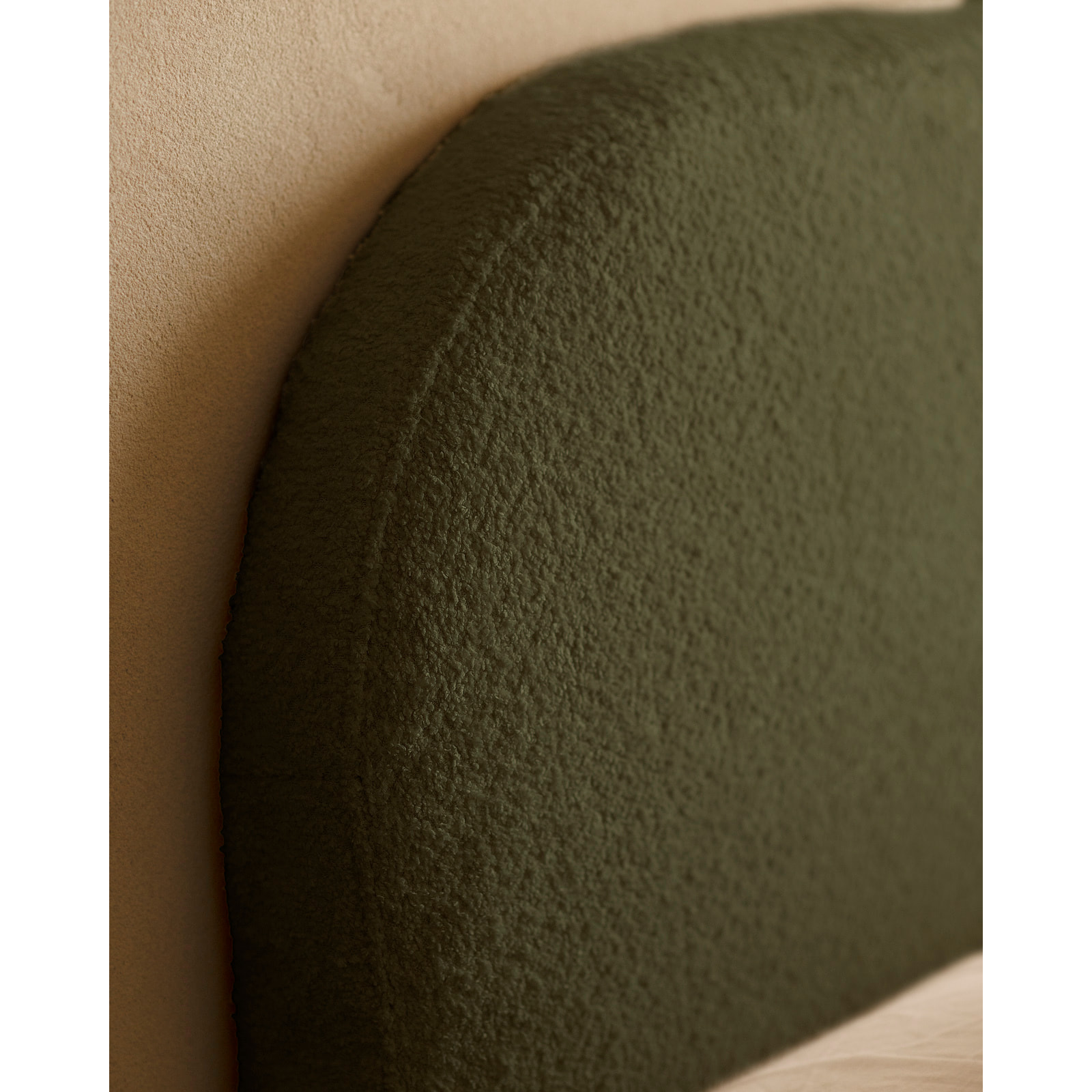 Cabecero tapizado desenfundable de bouclé verde de varias medidas
