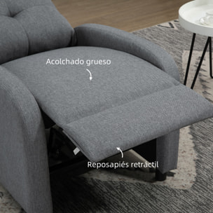 Sillón Relax Reclinable hasta 155° Sofá Reclinable Manual Tapizado en Tela Carga 150 kg para Personas de Menos de 195 cm de Altura Gris