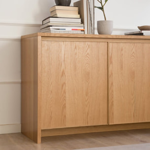 Buffet Nairobi -panneau en tôle naturelle et panneau stratifié technique-couleur chêne naturel 160 x 80 x 45 cm