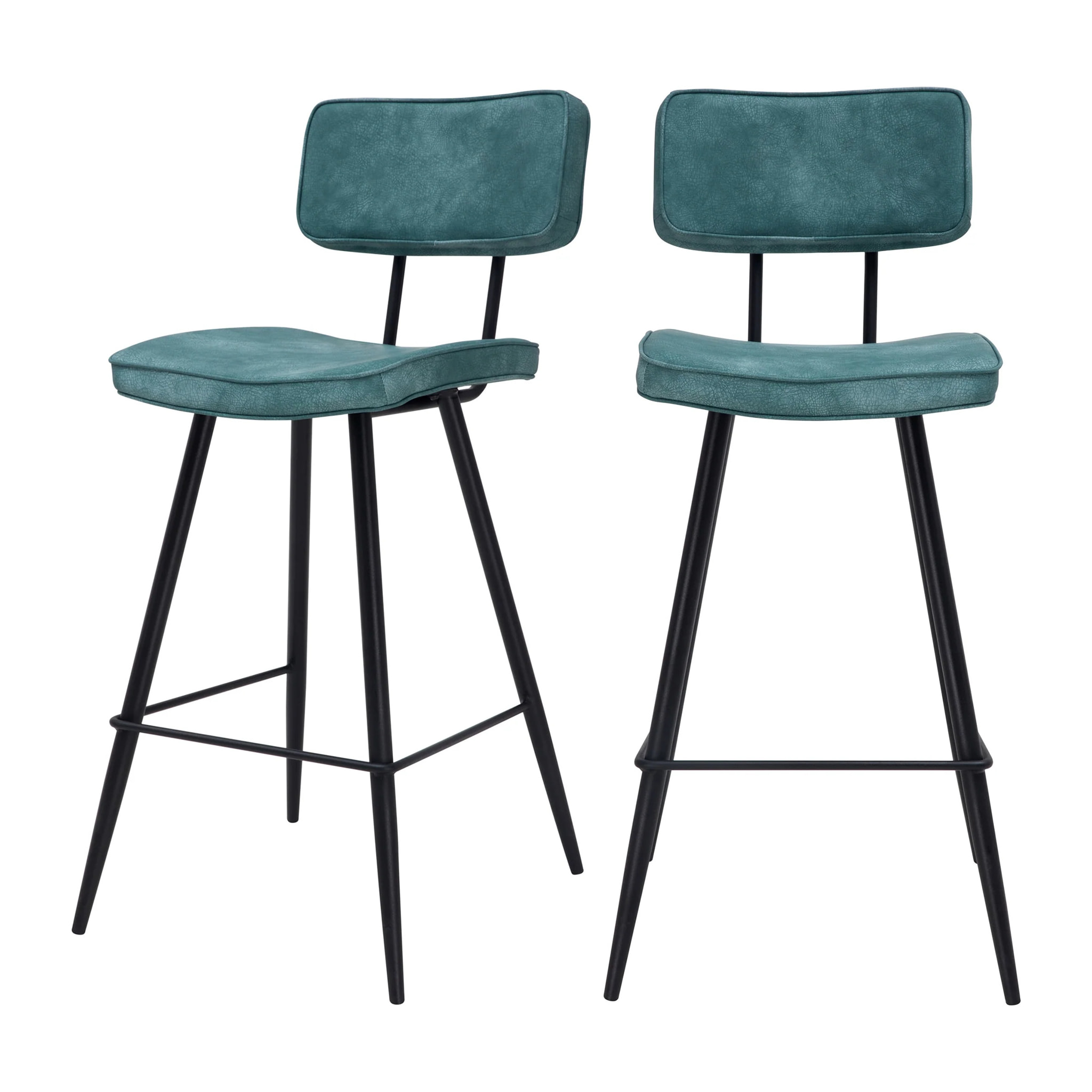 Lot de 2 chaises pour îlot central 66 cm en cuir synthétique bleu - Texas