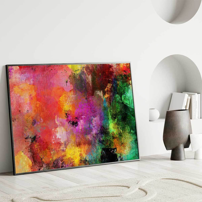 Affiche encadrée art abstrait multicolore Affiche + cadre en métal - Noir