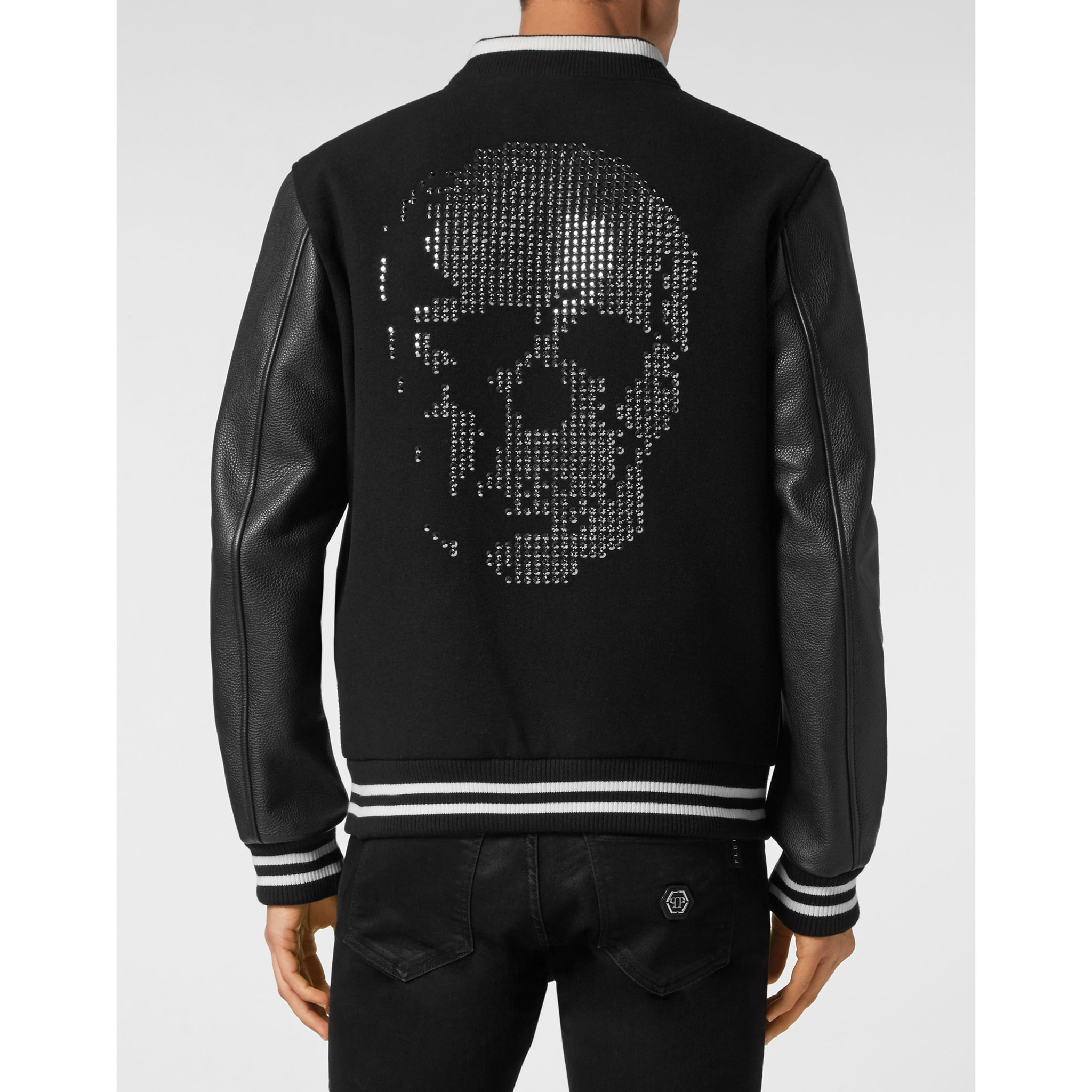 PHILIPP PLEIN Bomber de cuero SKULL