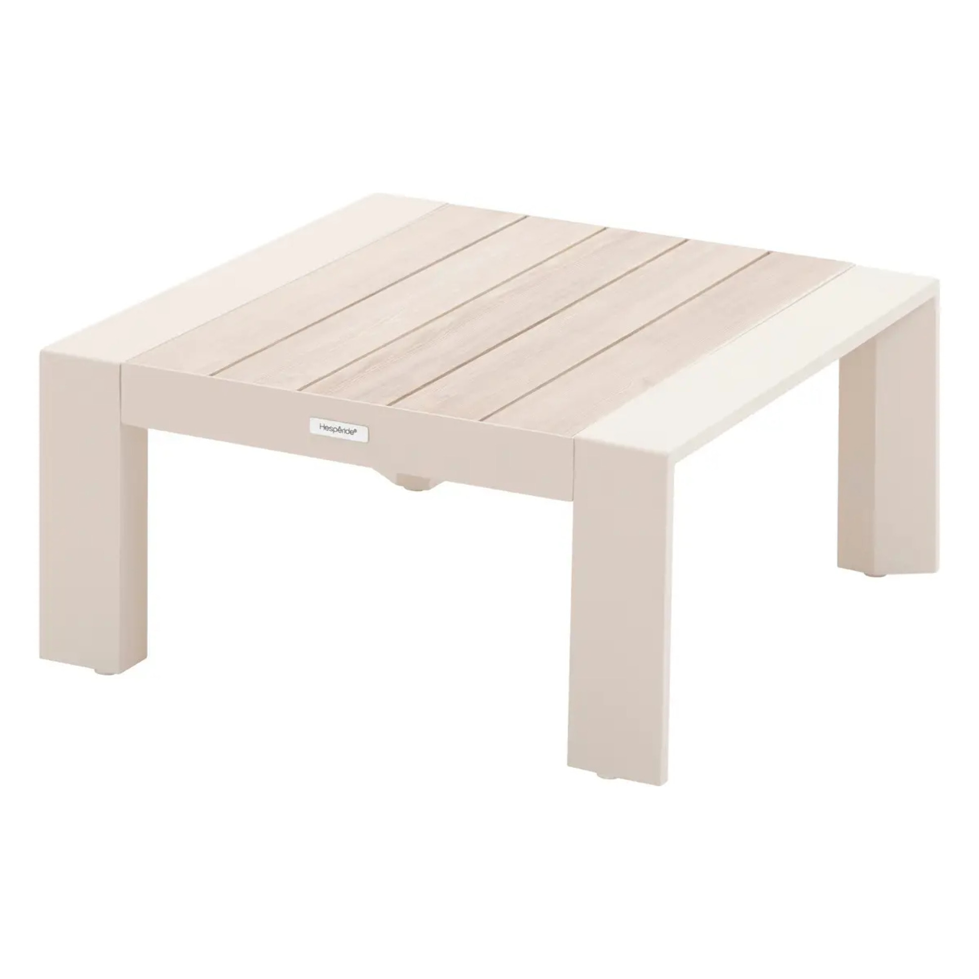 Table basse de jardin carrée "Évasion" argile & lin 65 x 65cm en aluminium