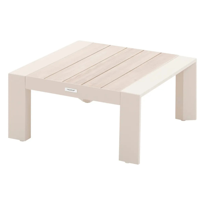 Table basse de jardin carrée "Évasion" argile & lin 65 x 65cm en aluminium