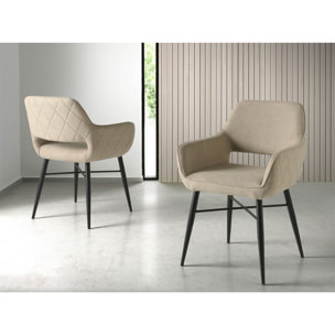Set 2 sillas ORLANDO - tela beige, negro - 56x48x83cm