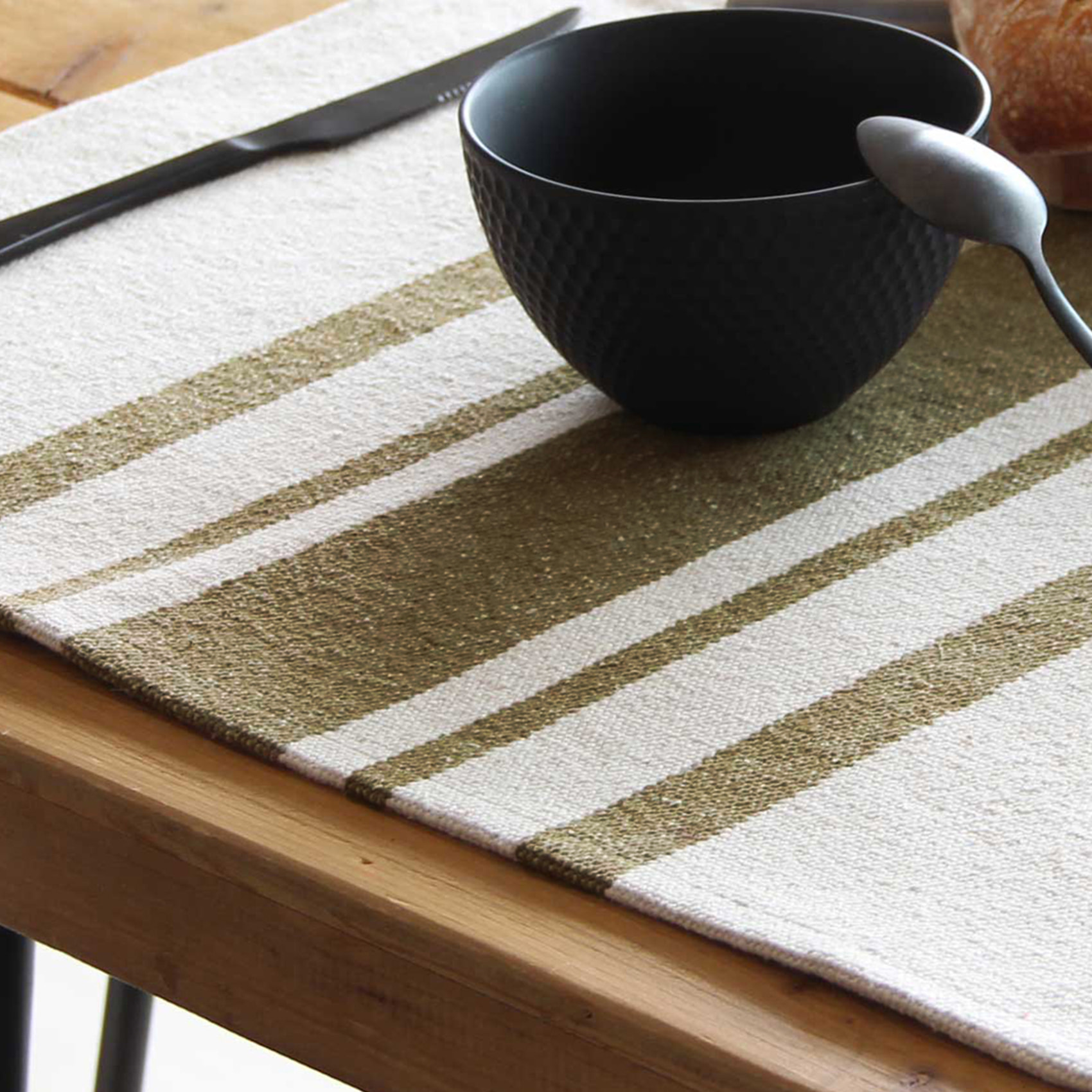 Lot de 4 Sets de table coton épais Rustique - Kaki