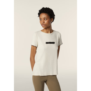 T-shirt donna in jersey viscosa con inserto animalier