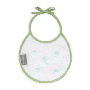 Pack 2 Baberos Don Algodon 20X20 Modelo Estrellas Luna Bco/Verde