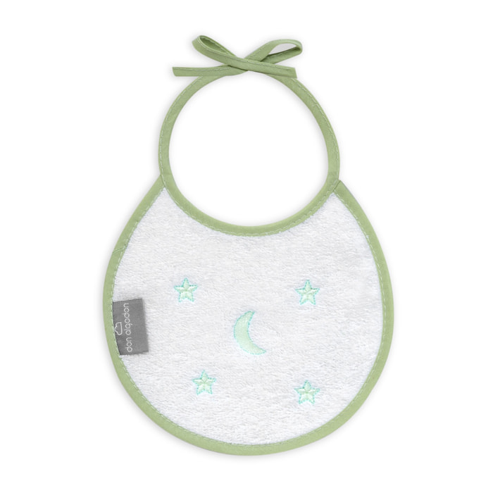 Pack 2 Baberos Don Algodon 20X20 Modelo Estrellas Luna Bco/Verde