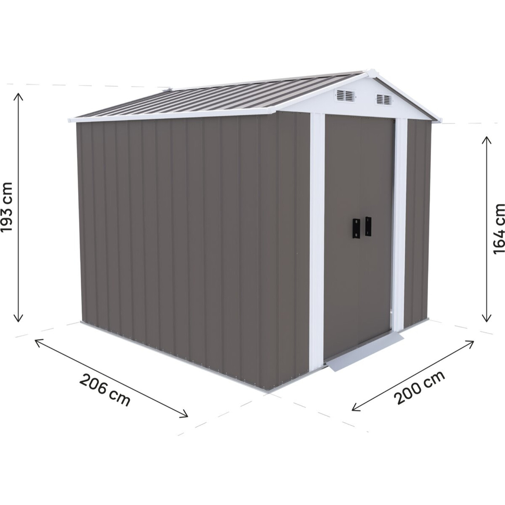 Abri de jardin métal "Dallas" - 4,12 m² - Taupe
