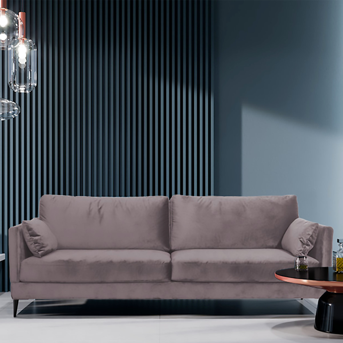 Canapé Velours Droit Splendido - 3 Places