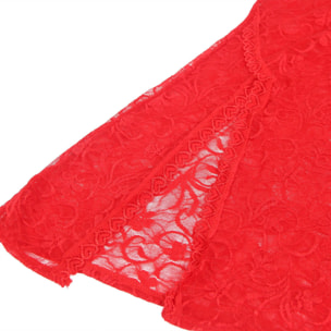 Babydoll de encaje rojo con tirantes