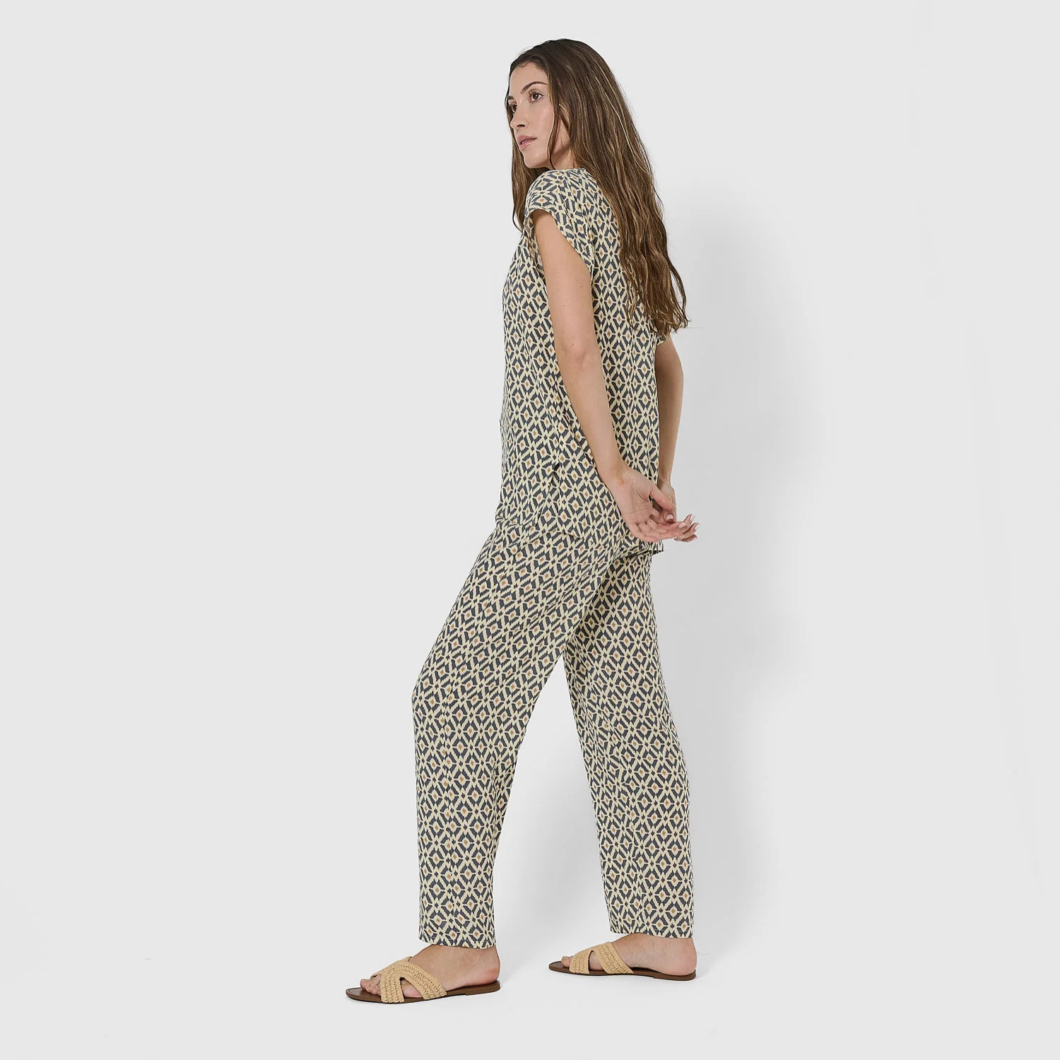 Pantalón largo viscosa waterloo azul grisáceo