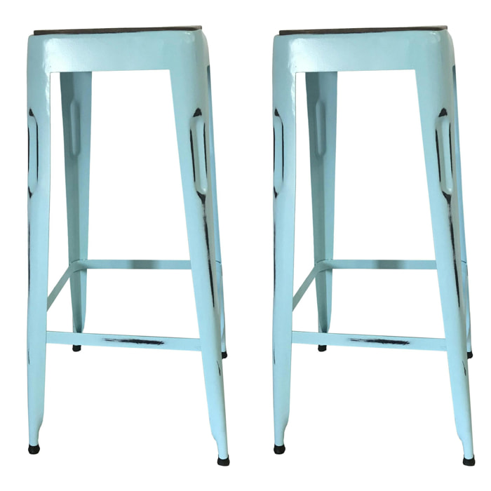 Tabouret de bar bleu (lot de 2) LEEDS