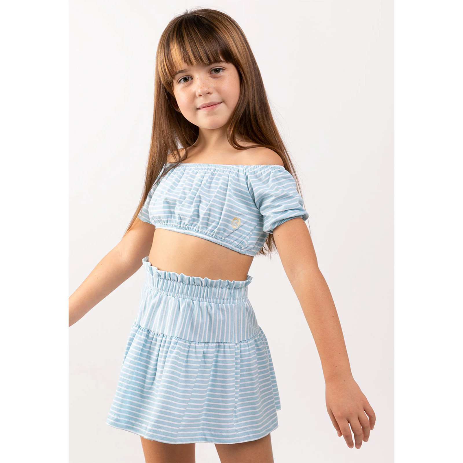 Top de rayas azuladas para niña