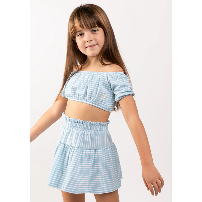 Top de rayas azuladas para niña