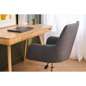 Chaise de bureau à roulettes en tissu gris anthracite et acier chromé SHANA